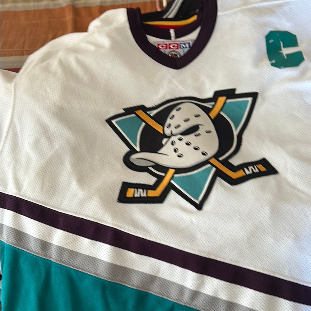 White and Teal Hockey Jersey